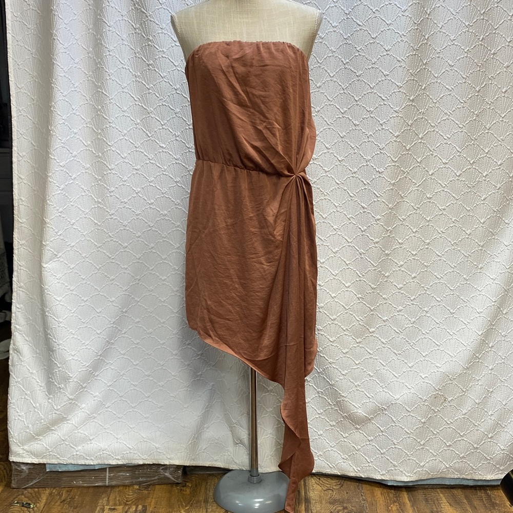 Express size large Asymmetrical Strapless Dress in Rust elegant dressy feminine
